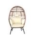 Outdoor Hand-Woven PE Wicker Egg Chair and Footstool with Cushions