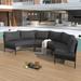 Semicircular Patio Rattan Sofa Sets, 3-Piece Curved Outdoor Conversation Sectional Set, All-Weather-Use Couch with Cushions