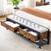 Metal Platform Bed Frame with Wooden Headboard and 2 Storage Drawers