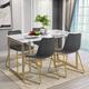 Modern Dining Chairs Set of 2,Velvet Upholstered Side Chairs with Golden Metal Legs for Dining Room Furniture,Grey