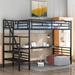 Twin Size Staircase Loft Bed w/Desk, Sturdy Metal Bed Frame with Built-in Desk & Storage Stairs, Noisy-free,No Box Spring Needed