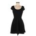 Vibe Sportswear Casual Dress - Party Scoop Neck Short sleeves: Black Solid Dresses - Women's Size Medium