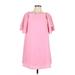 Zara Basic Casual Dress - Shift: Pink Solid Dresses - Women's Size Large