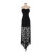 Vicky Tiel Casual Dress - A-Line Open Neckline Sleeveless: Black Print Dresses - Women's Size Small