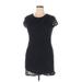 Xhilaration Cocktail Dress - Bodycon Crew Neck Short sleeves: Black Solid Dresses - Women's Size X-Large