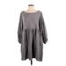 FP BEACH Casual Dress - A-Line Scoop Neck 3/4 Sleeve: Gray Solid Dresses - Women's Size Small