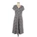 Sahalie Casual Dress - A-Line V-Neck Short sleeves: Gray Dresses - Women's Size Large