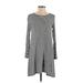 Soprano Casual Dress - A-Line Crew Neck 3/4 sleeves: Gray Print Dresses - Women's Size X-Small