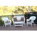 4Pc White Wicker Conversation Set - Brown Cushions- Jeco Wholesale W00206-G-FS007