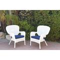 Set Of 2 Windsor White Resin Wicker Chair With Midnight Blue Cushions- Jeco Wholesale W00213-C_2-FS011