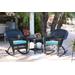 3Pc Black Rocker Wicker Chair Set With Sky Blue Cushion- Jeco Wholesale W00207R-D_2-RCES027