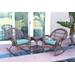 3Pc Santa Maria Honey Rocker Wicker Chair Set - Sky Blue Cushions- Jeco Wholesale W00210_2-RCES027