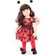 Götz 1859088 Hannah Ladybug 50 cm Stehpuppe mit schwarzen Langen Haaren und steingrauen Augen, geeignet für Kinder ab 3 Jahren