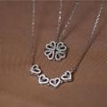 Heart Shaped 4 Leaf Clover Pendant Necklace Jewelry