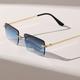 Rimless Rectangle For Women Men Summer Gradient Metal Outdoor Sun Shades For Driving Beach Travel Fashion Glasses
