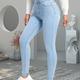 Jean Skinny Bleu Coupe Slim, Pantalon En Denim Taille Haute À Poches Obliques Coupe Slim, Jeans Et Vêtements En Denim Pour Femme