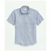 Brooks Brothers Men's Irish Linen Short Sleeve Candy Striped Sport Shirt | Dark Blue | Size Large