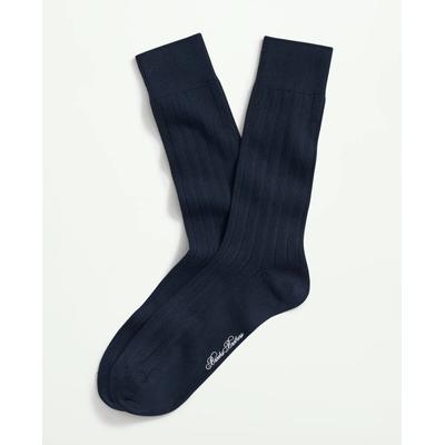 Brooks Brothers Men's Cotton Blend Ribbed Crew Socks | Navy
