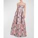 Hera Strapless Pleated Floral Jacquard Gown