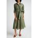 Camille Tie Waist Long Sleeve Silk Midi Dress