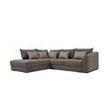 Canapé d'angle gauche 5 places convertible tissu gris foncé