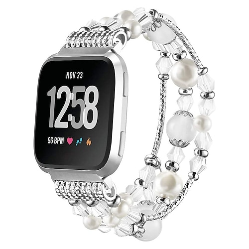 Smartwatch-Band Kompatibel mit Fitbit Versa 2 / Versa Lite / Versa SE / Versa Legierung Perlenbesetzt Smartwatch Gurt Bling-Diamant Perlenbesetzt Frauen Männer Schmuck Armband Ersatz Armband Image