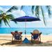 Rosecliff Heights Ashly 6.75" Beach Umbrella w/ Crank Lift Counter Weights Included in Blue/Navy | 48.25 H x 6.75 W x 6.45 D in | Wayfair