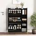 Loon Peak® Shoe Cabinet w/ 3 Flip Drawers & Open Shelves Manufactured Wood in Black | 46.3 H x 35.43 W x 9.45 D in | Wayfair