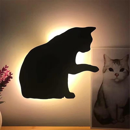 Led sensor nachtlicht tier katze sound control schatten lampe projektion licht wand licht für kinder schlafzimmer hause dekoration Image