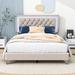 House of Hampton® Jirau Upholstered Platform Bed Metal in White/Brown | 44 H x 58 W x 78 D in | Wayfair 10A7324AB99441B49150228793CB862C