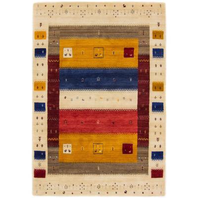 Wollteppich CARPETFINE "Gabbeh Soni", bunt (multi), B:160cm H:15mm L:230cm, Wolle, Teppiche, reine Wolle, sehr weicher Flor, Wohnzimmer Image