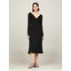 Wickelkleid TOMMY HILFIGER "F&F WRAP MIDI DRESS LS" Gr. XXL (44), N-Gr, schwarz (black) Damen Kleider Langarm