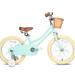 Petimini 14 Inch Kids Bike for 3 4 5Years Old Little Girls Retro Vintage Style Bicycles with Training Wheels and Bell Mint Green