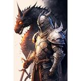 Handsome Knight and Dragon AIF4 1000 Pieces Jigsaw Puzzle for Adults Challenging Jigsaw Puzzle Daring to Try DIY Family Entertainment Interactive Fun Jigsaw Puzzle Gift Art Home Decor