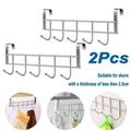 Leye Over The Door Drawer Cabinet Hook 304 Stainless Steel 5 Hooks Holder Hanger Metal Heavy Duty Free Punching Door Back Hanging Clothes Hook Organizer for Towel Cloth Bags Sundries(2pcs)