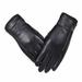 Winter Leather Gloves Gym Workout Gloves Thicken Riding Touch Screen Gloves for Travel Outdoor (Black Pattern F)