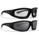 2 Pair Epoch Foam Padded Motorcycle Sunglasses Black Frames 1 with Smoke Lens 1 with Clear Lens