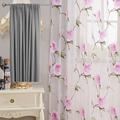 Peony Printed Sheer Window Curtain For Balcony Floral Tulle Voile Door Casement Curtain Drape Panel Sheer Scarf Valances