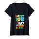 Damen Happy 100th Day Of School 100 Days Of School For Kids Boys T-Shirt mit V-Ausschnitt