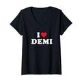 Damen Demi Vornamen-Geschenk, I Love Demi Demi Herz Demi T-Shirt mit V-Ausschnitt