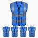 Toptie 5 Packs White Safety Vest Incident Command Vest with 5 Pockets and High Visibility 2 Reflective Strips-Blue-XL