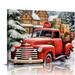 Nawypu Christmas Wall Art Santa Claus Pictures Winter Snowman Canvas Prints Poster Christmas Decor for Kids Gifts Living Room Nursery Bedroom Watercolor Red Truck Deer Painting Home Decorations