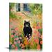 PIKWEEK Monet Cat Wall Art - Claude Monet Cat Wall Art Prints - Cat Monet Art - Monet Garden Cat Canvas Print - Claude Monet Cat Poster - Monet Garden Cat Wall Decor - Framed Ready to Hang