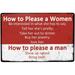 Funny Vintage Metal Tin Signs How To Please A Woman And A Man Vintage Poster Tin Painting Metal Sign Decor Iron Plating 8x12in