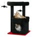 PAWZ Road Cat Tree Condo 27 Cat Tower with Large Top Perch and Scratching Posts for Kittens and Medium Cats Black