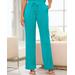 Draper's & Damon's Women's Boca Crinkle Solid Pants - Blue - PXL - Petite Short