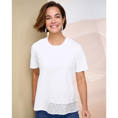 Draper's & Damon's Women's Eyelet Tiered Tee - White - L - Misses