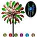 Solar Wind Spinner Orchid AIF4 Multi-Color Seasonal LED Lighting Solar Powered Glass Ball with Kinetic Wind Spinner Dual Direction for Patio Lawn & Garden