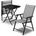 SPBOOMlife Patio Set of 3 Folding Rattan Chair Outdoor Conversation Sets Foldable Coffee Table Lawn Balcony Poolside Backyard Bistro Set