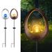 Afirst Solar Lights Outdoor AIF4 Waterproof - Solar Garden Stakes Flame Cracked Glass Globe Waterproof LED Lights for Garden Lawn Patio Courtyard 2 Pack